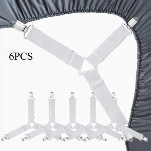6 Pack Bed Sheet Holder Straps, Elastic Non-Slip Fasteners to Keep Fitted Sheets Tight and Wrinkle-Free