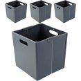 thumbnail image 1 of Zerdyne 4-Pack Plastic Collapsible Storage Cubes, Gray Foldable Cube Storage Bins, 1 of 7
