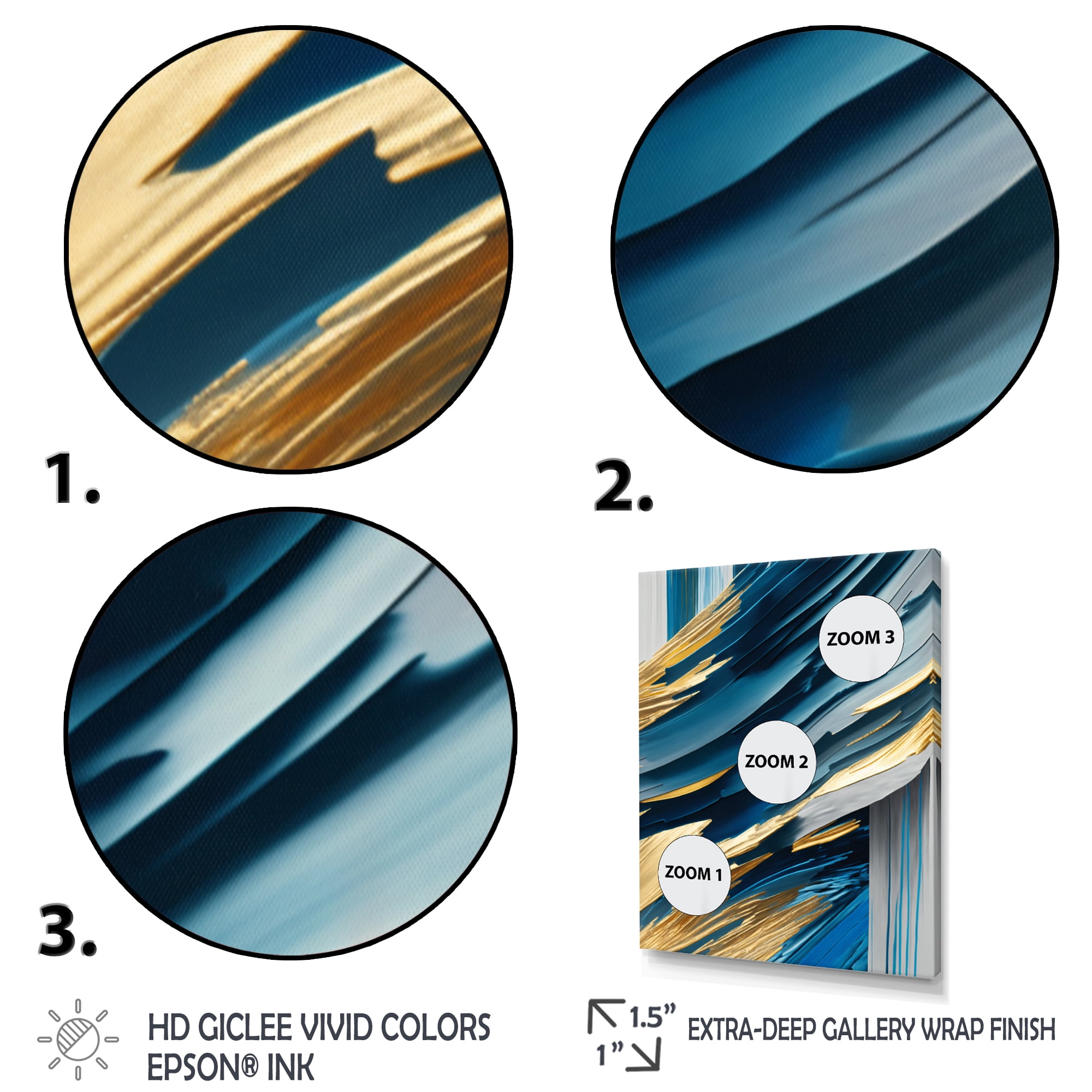 Designart Bold Blue Brush Strokes II Canvas Wall Art