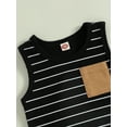 thumbnail image 5 of Bagilaanoe 2pcs Toddler Baby Boy Short Pants Set Sleeveless Striped Print Tank Tops + Shorts 6M 12M 18M 24M 3T 4T Kids Casual Summer Outfits, 5 of 8