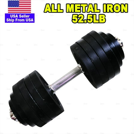 52.5lb Adjustable Dumbbell Metal Single Unit Adjustable Weights Black Plated Cast Iron