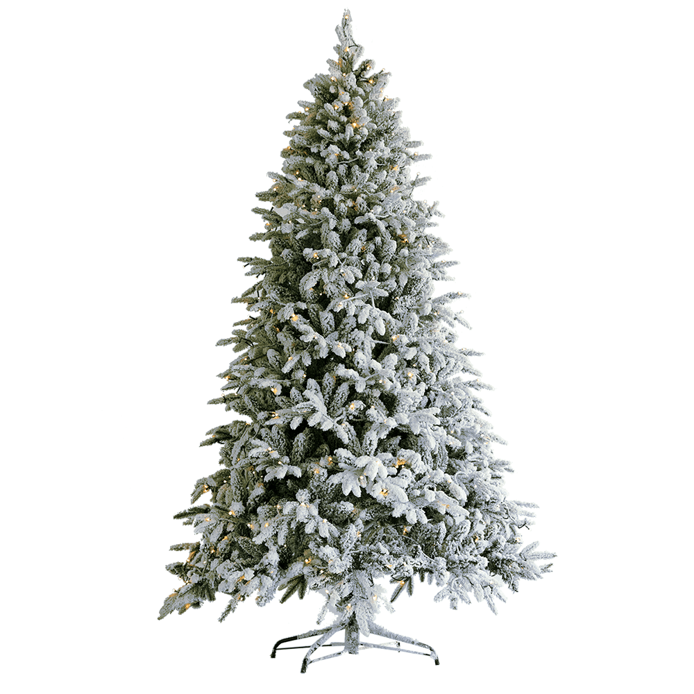 Un-Lit Snow-Flocked Pine Artificial Christmas Tree 7.5ft with Foldable ...