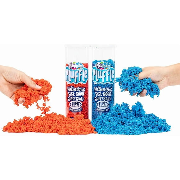 Pluffle 2-Pack Red & Blue - Sensory Bin Foam Set, No Mess Alternative to Sand Toys & Slime for Toddlers, Fun Sensory Table Filler for Home or Classroom, Gift for Kids Ages 3+
