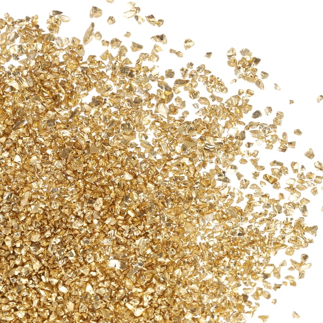 Uxcell Crushed Glass Glitters Colorful Irregular Glass Chips Chunky Light Gold
