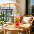 thumbnail image 5 of 13.53 oz Glass Tumbler,Square Glass Cup with Straw and Lid,Bow Decor Reusable Glass Drinkware for Office Desk Home Summer Outing, 5 of 6