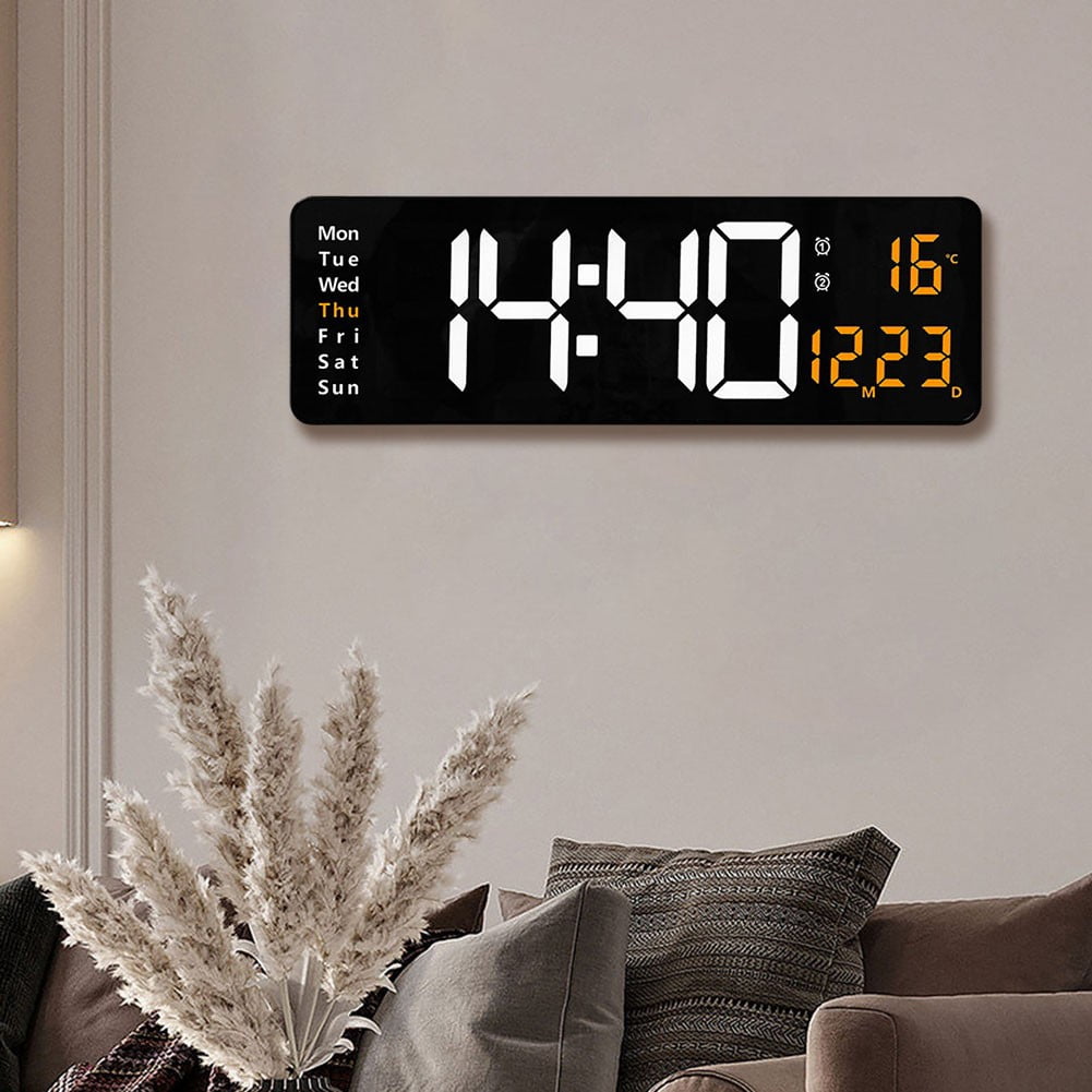 Big Digital Wall Alarm Clock with Calendar Temperature Display Decoration
