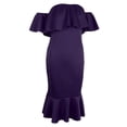 thumbnail image 1 of Vestido Ajustado con Y Hombros Descubiertos Liso para Mujer Vestido a Media Pierna con Sirena SG Baoblaze  vestido de coctel para mujer, 1 of 8