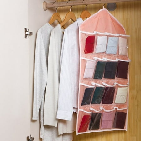 

2 Set 16 Pockets Clear Over Door Hanging Bag Shoe Rack Hanger Underwear Socks Bra Closet Storage Tidy Organizer Sale 4228