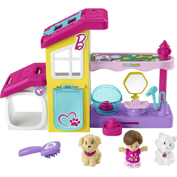 Fisher-Price Little People Barbie Play and Care Pet Spa Musical Toddler Playset, 4 Pieces