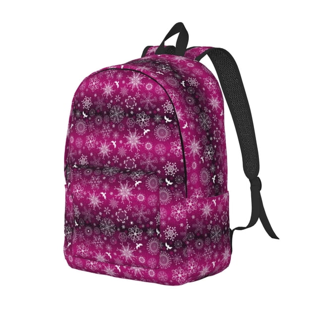 Vsdgher Snowflakes And Christmas Print Canvas Backpack Travel Rucksack Unisex Knapsack 15.7/17.7Inch Laptop Backpack for Work,College-Small
