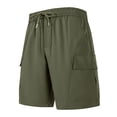 thumbnail image 3 of CONZONE Mens Cargo Shorts Elastic Waist Drawstring Summer Shorts for Men Solid Color Lightweight Loose Fit Outdoor Shorts With Pockets, 3 of 9