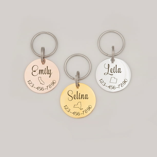 Personalized Round Stainless Steel Pet License Pet Dog Cat s Engravable Pet S Name And State Pet Id Pet Accessories Custom Small Medium Large Pet Dog s Silver Walmart Com Walmart Com
