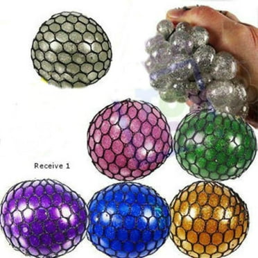 Everbright Trading 2" Glitter Mesh Sensory Stress Ball Toy Autism Squeeze Anxiety Squishy Fidget