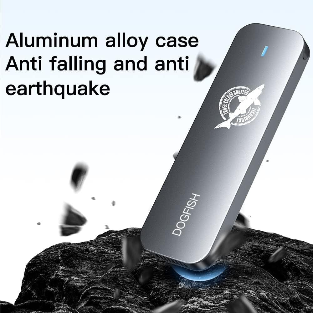 Dogfish Portable External SSD 1TB Ngff 2242/2260/2280 Silver Aluminum USB 3.1 Type C Ultra-Light External SSD Mini Portable Solid State Drive for Mac Windows Android Linux