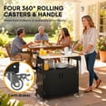 thumbnail image 6 of Outsunny Outdoor Bar Cart with Storage, Stainless Steel Top, HDPE Outdoor Kitchen Cart on Wheels, Outdoor Bar Table Beverage Food Prep Station, Black, 6 of 9