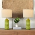 "Oneach 24.5"" Farmhouse Ceramic Table Lamp Set of 2, Light Green ...