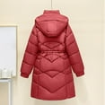 thumbnail image 6 of hoksml Women's Mid-Length Slim Fit Winter Coat Toggle Buttons Waisted Puffer Jacket Solid Color Classic Hooded Down Jacket, 6 of 9