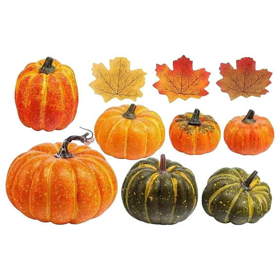 RZDLIZJ Fall Decorations for Home-7pcs Mini Pumpkins , 30pcs Leaves -Thanksgiving Harvest Decor for Table Mantel (Largest: 6.7" x 4")