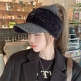 thumbnail image 5 of Fashion Casual Warm Cold-proof Bonnet Cute Cat Ear Soft Baseball Cap Knitted Hat Plush Hat Empty Top Hat COFFEE, 5 of 8