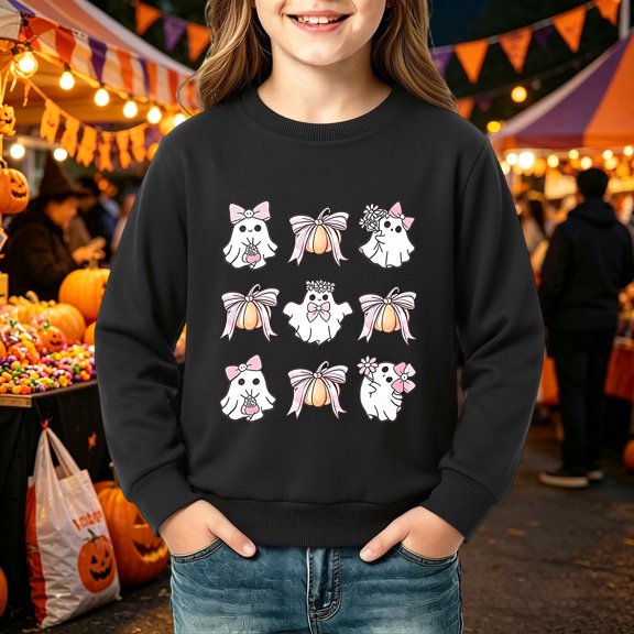 Boys Sweatshirts Halloween Print Crewneck Pullover Top Fall Winter Stylish Sweatshirts for Boys Size 3-4Y