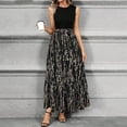 thumbnail image 4 of HAJWOH Long Summer Dresses for Women Sleeveless Flowy Print Work Dress Casual Long Dresses with Belt Elegant Fashion Boho Dresses Gray XL, 4 of 5
