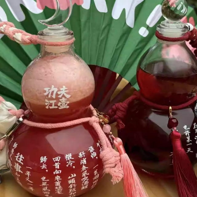 Ruifaya Botella de agua con forma de calabaza, botella de agua estilo calabaza, botella de agua con forma de calabaza de cristal♯
