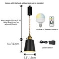 thumbnail image 2 of KAYYELAMP 3-Pack Remote Dimmable Rechargeable Battery 3.2Ft Adjustable Height Pendant Light Black Barrel Metal Lampshade Copper Base Vintage Design for Home Kitchen Bedroom, 2 of 7