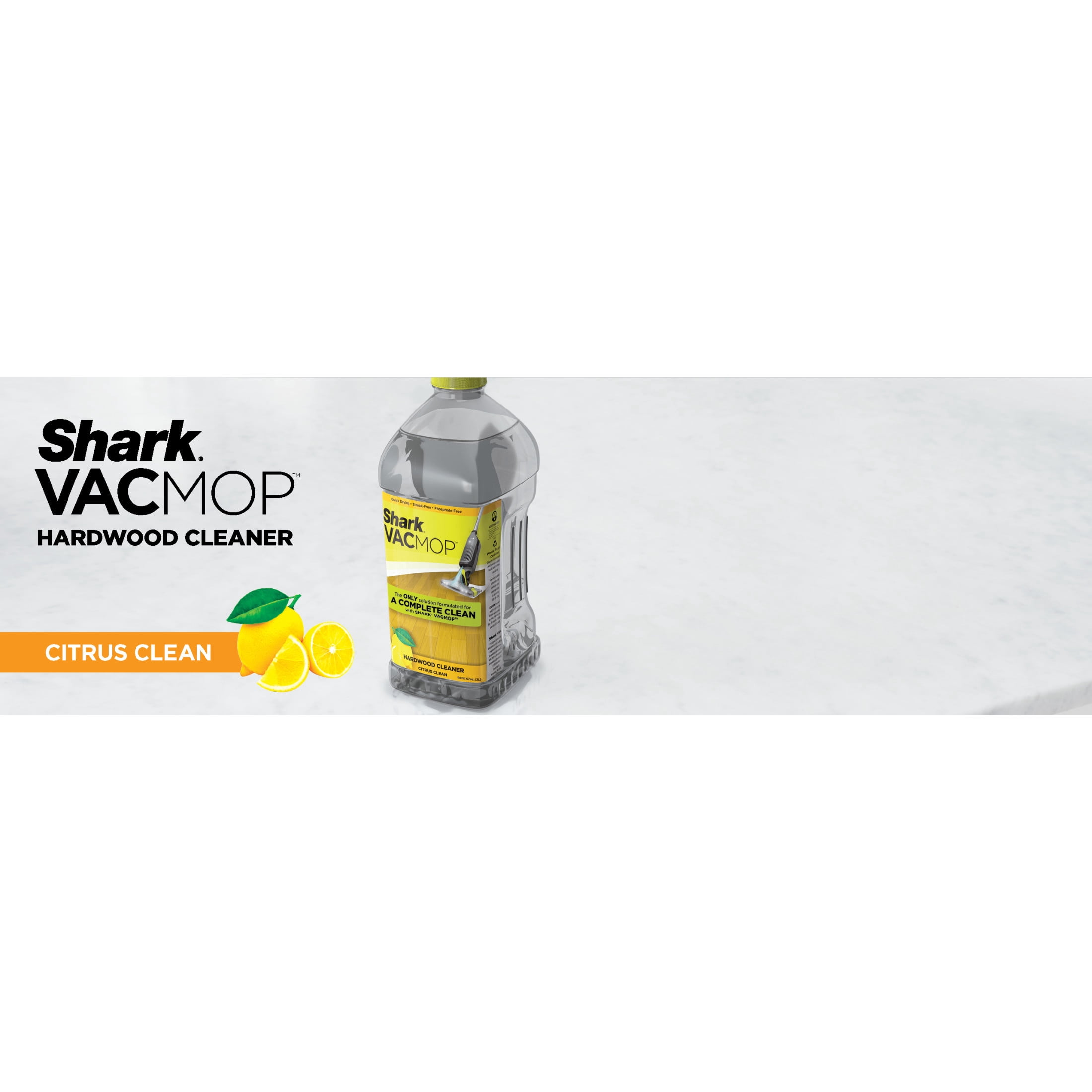 (4 pack) Shark VACMOP Hardwood Cleaner, Citrus Clean, Sealed Hard Floors, Fast Drying, Streak-Free, VCW60, 2L