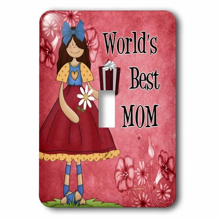 3dRose Worlds Best Mom in Red for Mothers Day - Single Toggle Switch