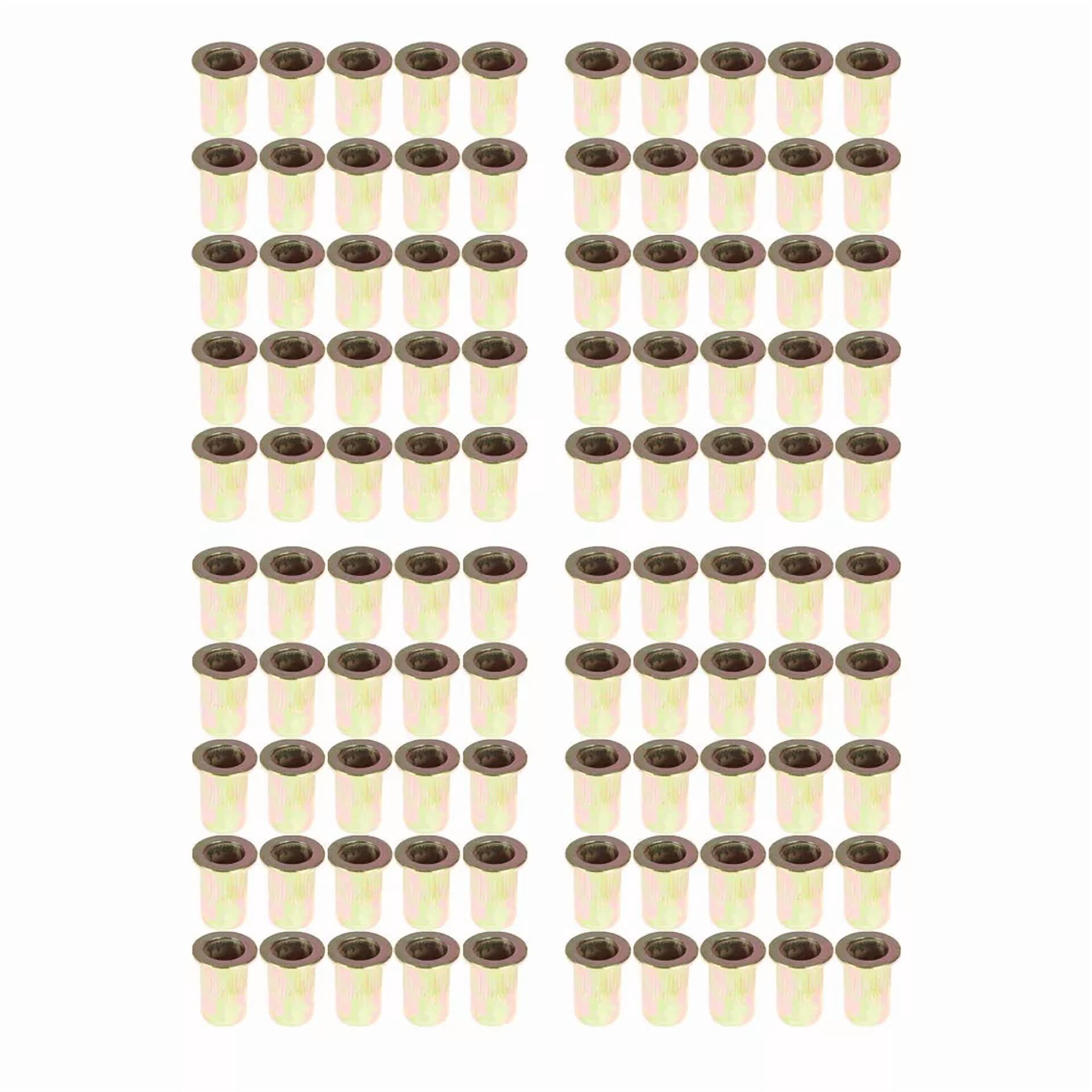 CIRCLE- 100 Pcs M6 Metric Carbon Steel Rivet Nut Flat Head Threaded Insert Nutsert Us