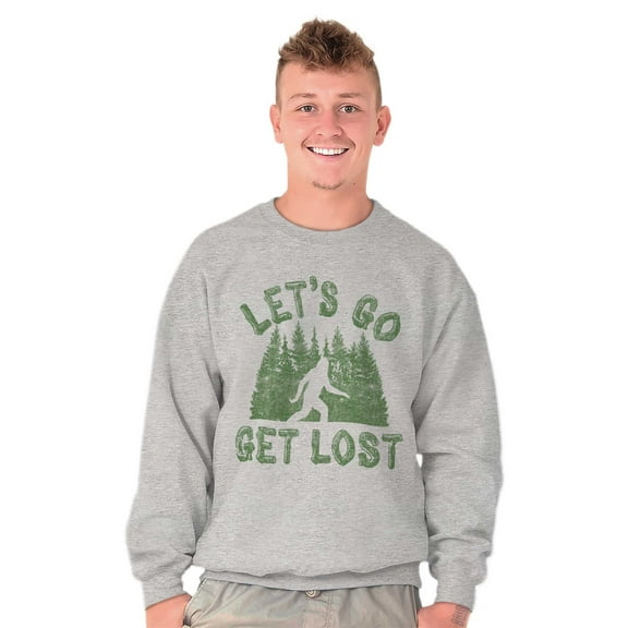Let's Go Get Lost Bigfoot Legend Myth Unisex Plus Fleece Graphic Sweatshirt Brisco Brands 2X