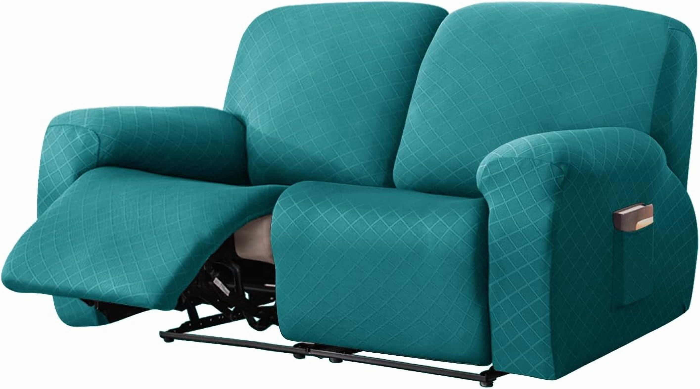 Diamond Recliner Sofa Covers 10-Pieces Stretch Large RV Couch Covers for 4 Seats Reclining Slipcovers Soft Solid Furniture Protector (Dark Coffee,4 Seat)