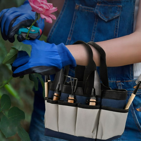 FACEGA Small Garden Tool Set,Gardening Balcony Mini Kit Bag,Trowel Transplanter Hand Snips Shovel Gloves Watering Spray,Gift for Woman Men Kids