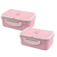 thumbnail image 1 of Oleegame 2PC Produce Storage Lunch Box Portable Wheat Straw Picnic Microwave Bento Food Storage Container Hot Pink, 1 of 2