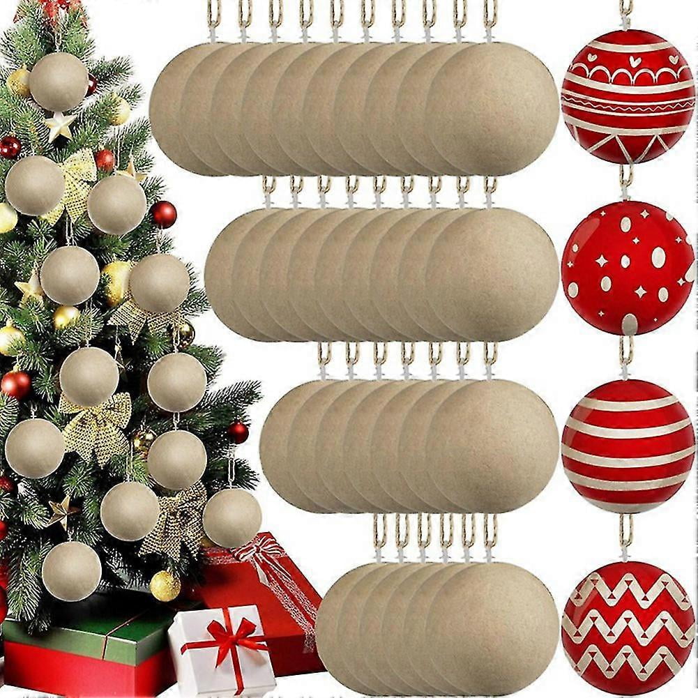 24 Pcs Christmas Paper Mache Balls 3.15 Inch Unpainted Empty Ball Ornaments Craft Supplies-C13
