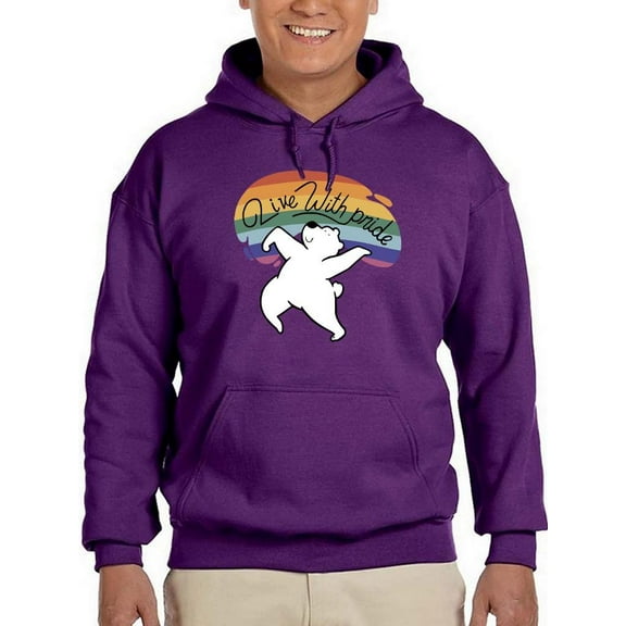 Live With Pride Polar Bear. Hoodie Men -Smartprints Designs, Male Large