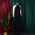thumbnail image 4 of Women's 2 Piece Vacation Outfit Halter Crop Top and Tiered Ruffle Maxi Pants Set, 4 of 8