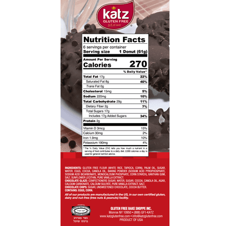 Katz Gluten Free Donuts - 4 | Gluten Free, Dairy Free, Nut Free, Soy Free, Kosher | 7 Pack