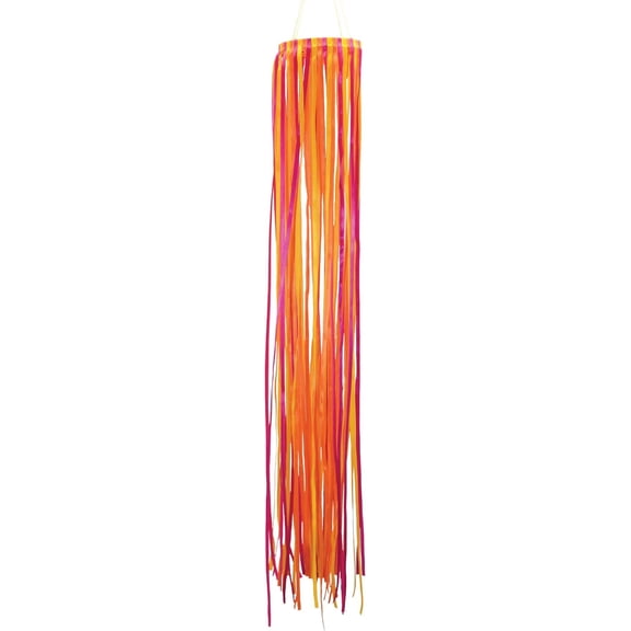 In the Breeze 5187 — 39-Inch Sunset Ribbon Windsock — Colorful Orange-Hue Satin Ribbon Hanging Decoration