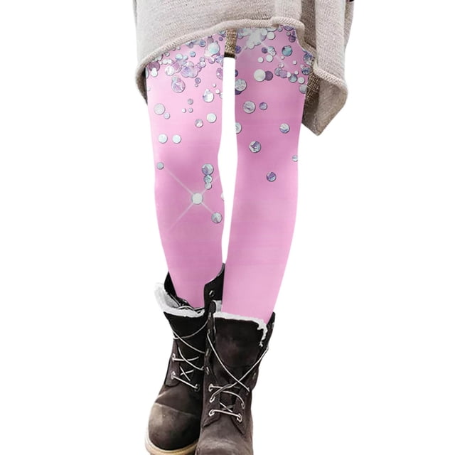 Gibobby Leggings cálidos para mujeres Leggings con estampado de moda para mujer Leggings elásticos pantalones casuales botas pantalones(Rosa caliente,G)