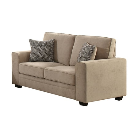 Acme Catherine Khaki Fabric Stationary Loveseat Sleeper With 2