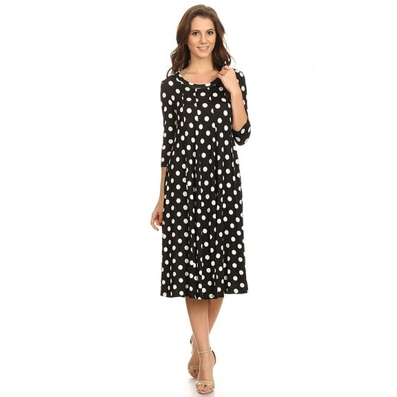 Women's Casual Basic Comfy 3/4 Sleeve Flare A-line Midi long maxi Dress