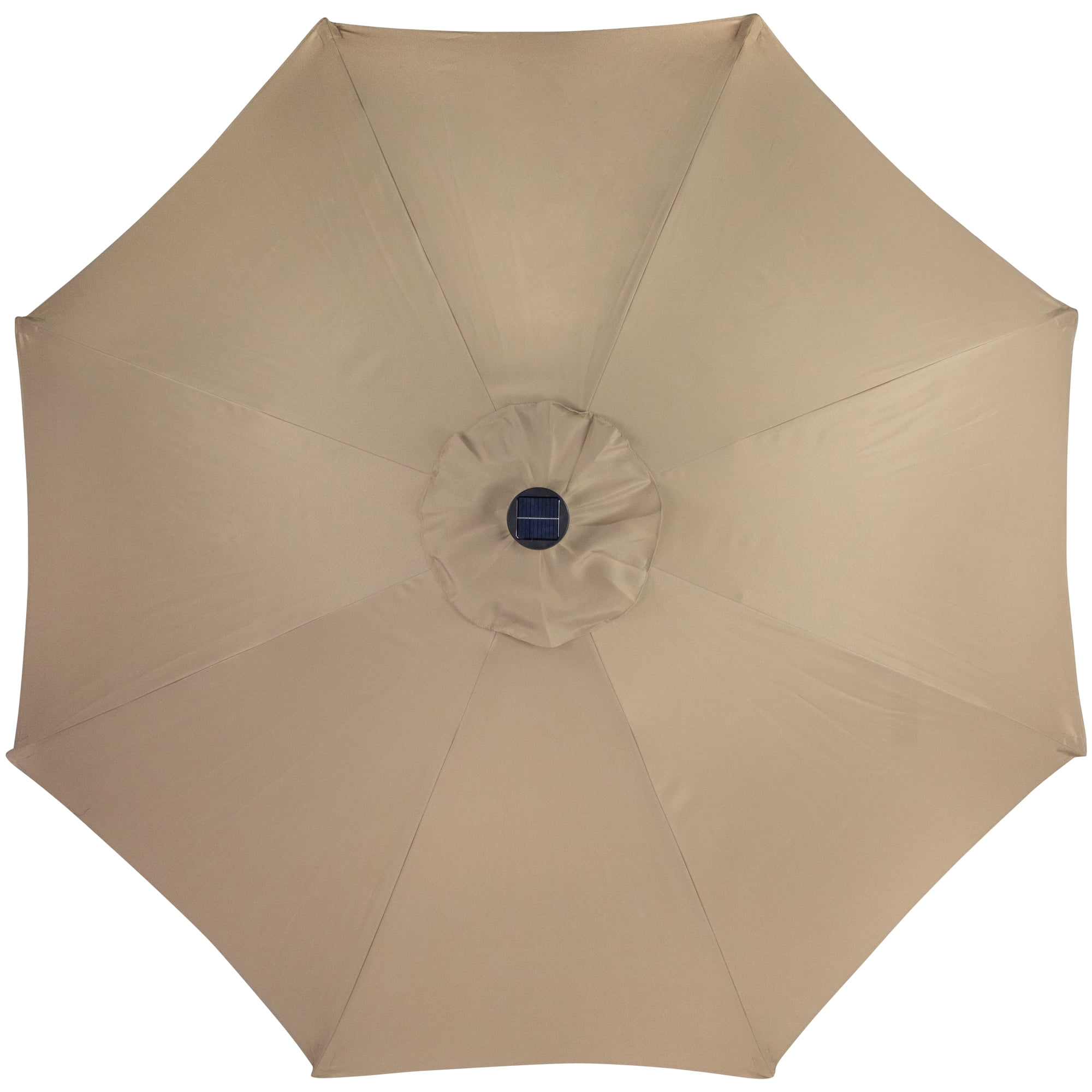 Northlight 9ft Solar Lighted Outdoor Patio Market Umbrella with Hand Crank and Tilt, Taupe