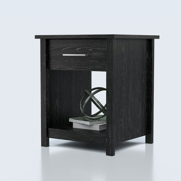 Mainstays Hillside Nightstand with Drawer, Blackwood Finish Walmart
