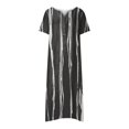 thumbnail image 3 of Vestido de swing de manga corta SCZ cuello en V estampado casual verano para mujer negro S, 3 of 6