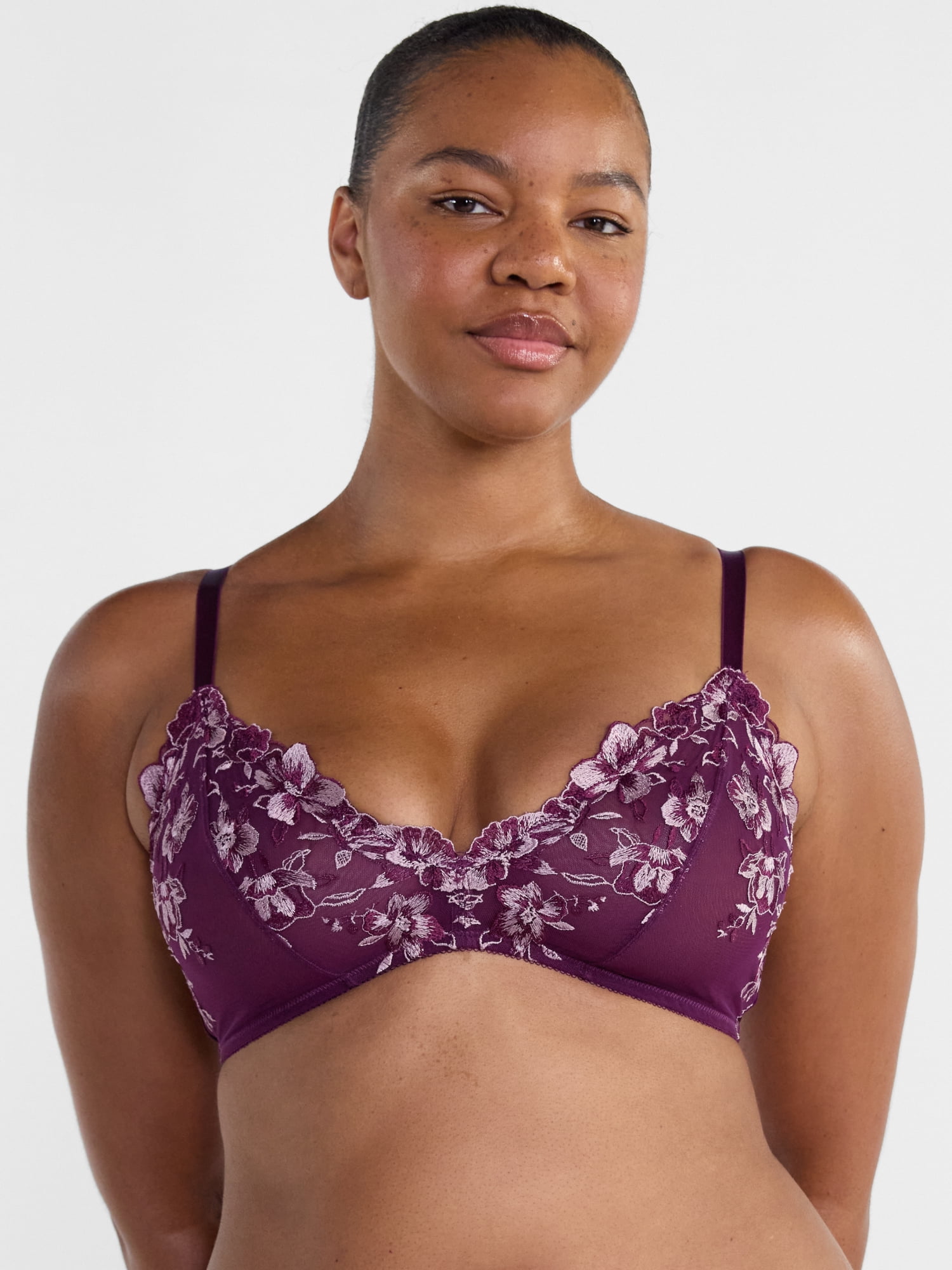 Joyspun Women's Embroidery Bralette, Sizes XS-XXXL