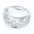 thumbnail image 3 of Sterling Silver 9mm Wide Grid Small Simulated Round Brilliant Cut Diamonds Wedding Band Cocktail Ring (6.5), 3 of 6