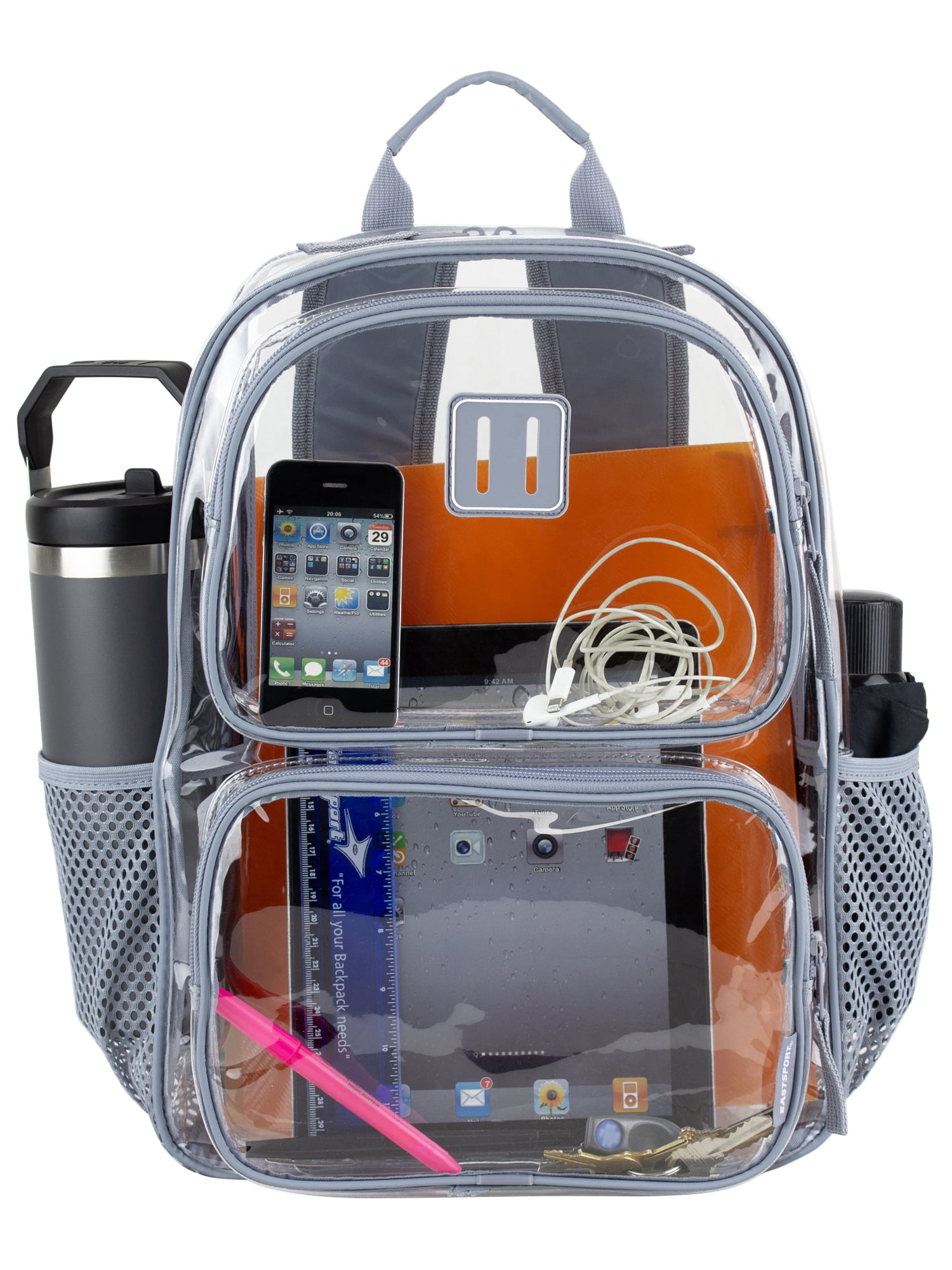 Eastsport Unisex Primo Clear 16" Backpack, Cool Grey