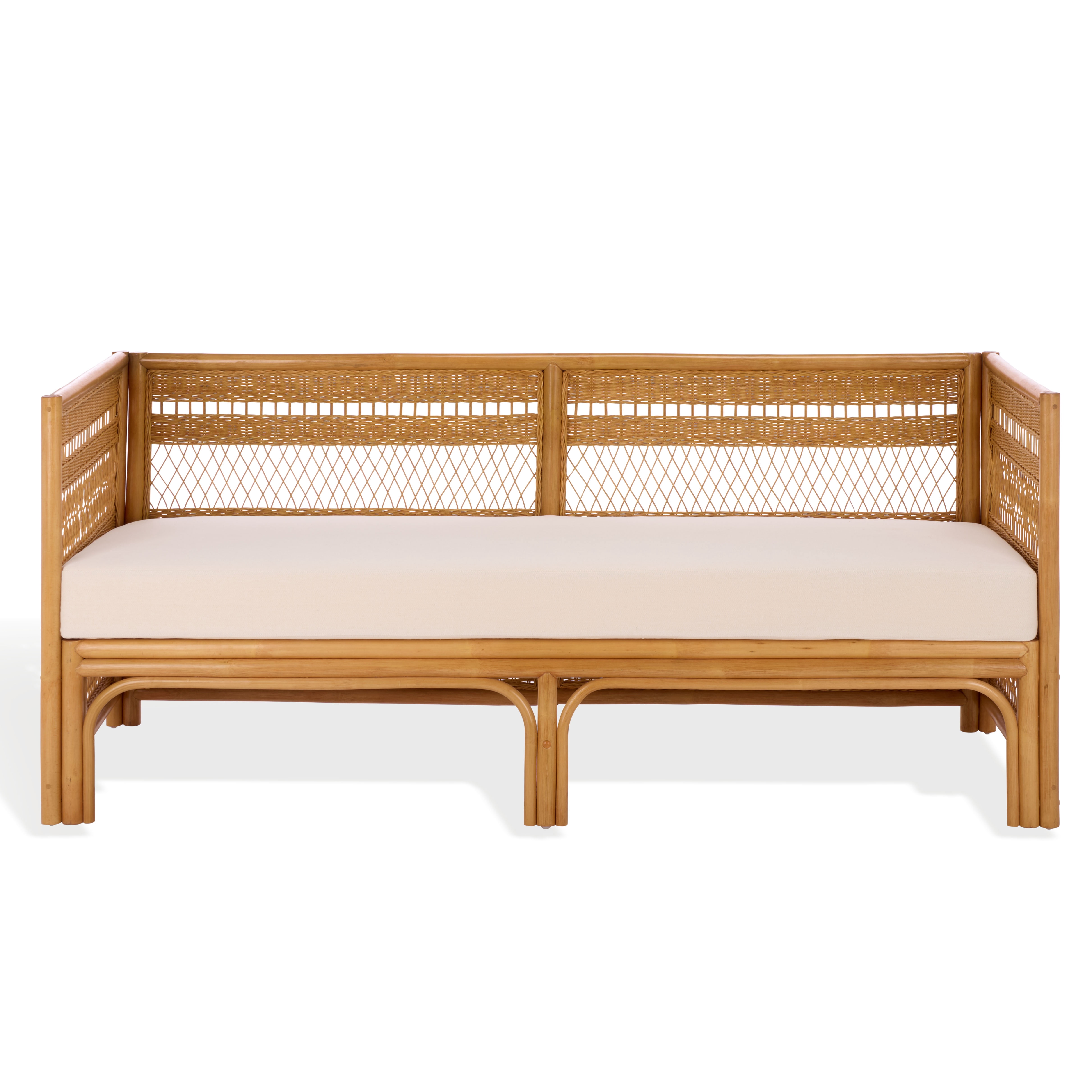 Safavieh Couture Shawnee Rattan and Wood Loveseat, Natural