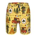 thumbnail image 4 of Kll Forest Guard Men'S Casual Summer Beach Shorts Hawaiian Shorts With Pockets-Medium, 4 of 9